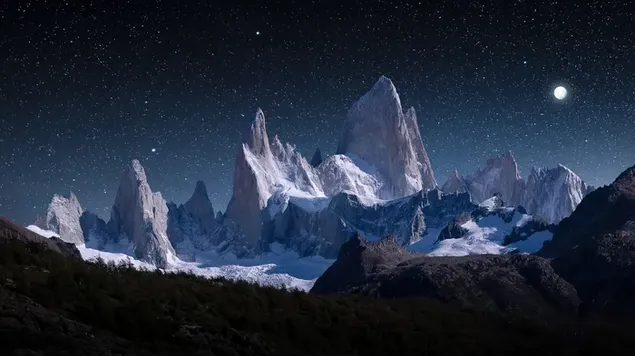 Sternenhimmel in den Snowy Mountains 4K Hintergrundbild