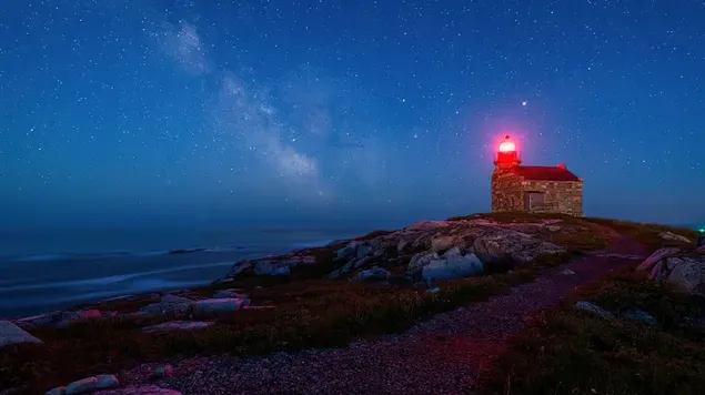 Starry Sky Light House Scenery