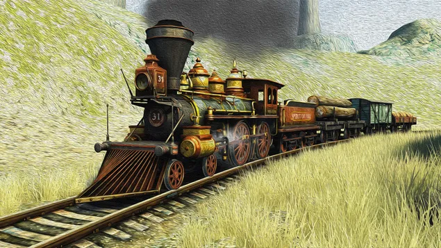 Dampfzug auf der Eisenbahn 4K Hintergrundbild