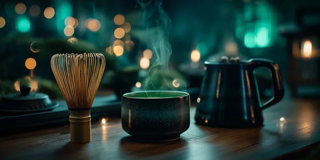 parowa miska i trzepaczka do tradycyjnego serwisu herbaty pobierz