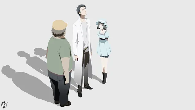 Steins;Gate - อิตารุ ฮาชิดะ, รินทาโร่ โอคาเบะ & มายูริ ชิอินะ 4K วอลเปเปอร์