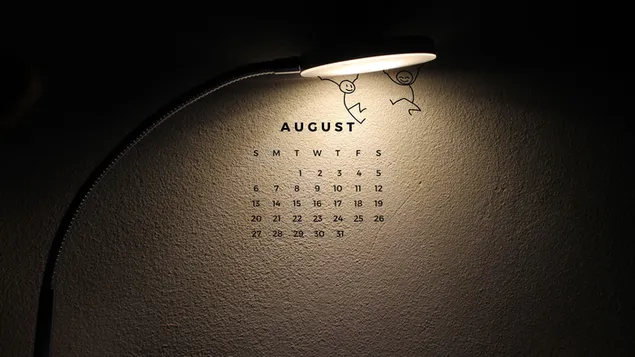 Ταπετσαρία Stick Man under the Lamp Shade Ημερολόγιο Αυγούστου 2023 4K