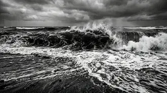stormy ocean wave: dramatic black and white seascape download