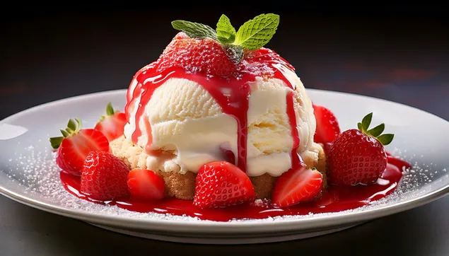 الفراولة والآيس كريم 2K خلفية