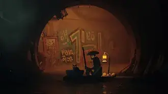 Stray game cat and robot 4K wallpaper