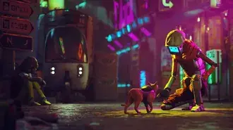 Stray game luring cat 4K wallpaper