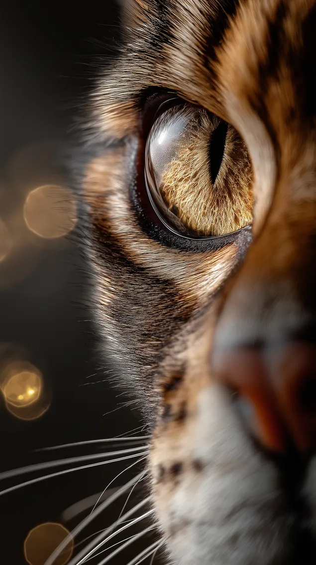 vyrazne makro oka geparda s odrazmi svetla bokeh stiahnut