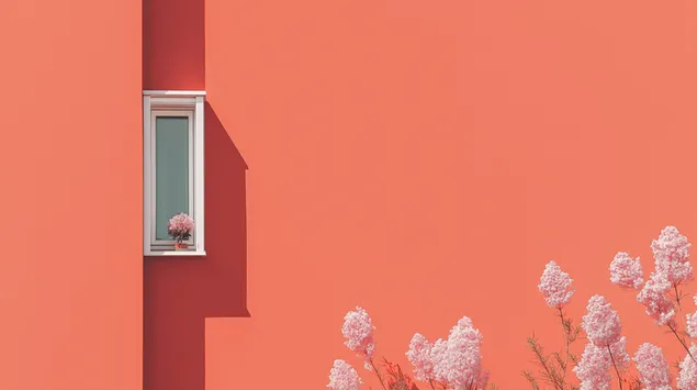 uchvatna koralova stena s uzkym oknom a kvitnucimi rastlinami stiahnut