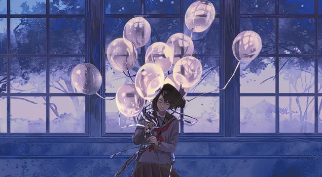 Hình nền Cô gái sinh viên chơi một mình 4K