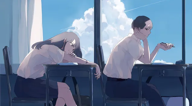 Hình nền Học sinh ngồi gần chỗ ngồi bên cửa sổ 4K