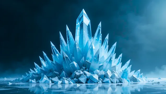 令人惊叹的蓝色水晶形成 | 抽象冰艺术 2K 壁纸