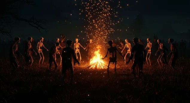 Fantastisk skeletdans 4K baggrundsbillede