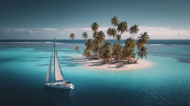 wonnerschein tropescht reckzuch mat segelboot am ozean eroflueden