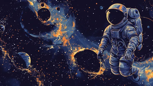 stilizirani astronaut u galaktickom svemiru preuzmi