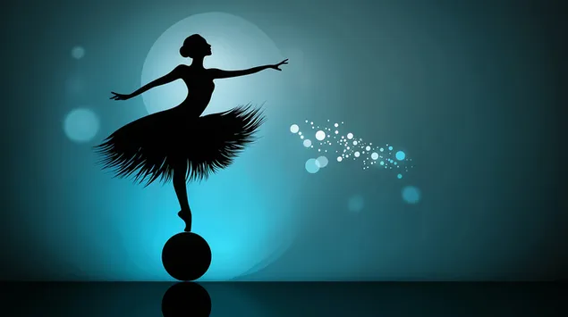 stilizovaniy siluet balerini, shcho balansuie na odniy sferi zavantazhiti