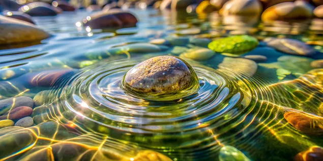 Páipéar balla Múróg Báite i Sruth Glan le Sracadh Gréine agus Sruthanna ar Sileadh4K