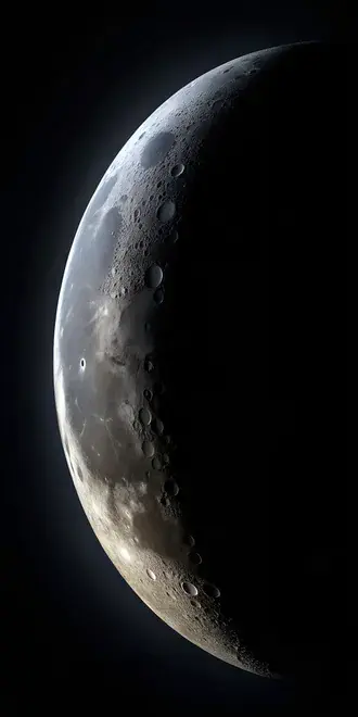 Bulan Sabit Bercahaya Halus Muncul dari Latar Belakang Hitam Pekat 2K wallpaper