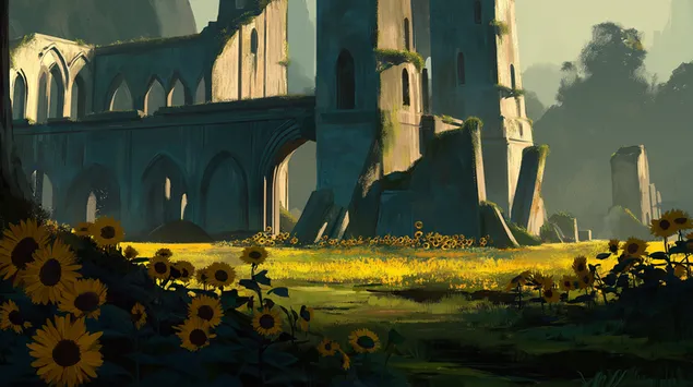 hwanggeumbiceuro muldeun godae seongteo yeop haebaragi daunrodeu