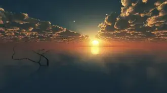 sonneliicht reflekteiert op seiwaasser enner wollekcluster beim sonnenennergang eroflueden
