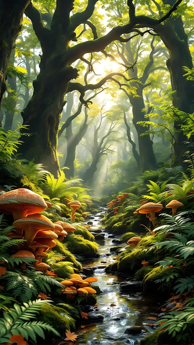 suncem obasjana sumska staza sa zelenom mahovinom preuzmi