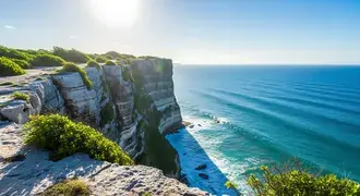 sunny ocean cliffs and azure sea download