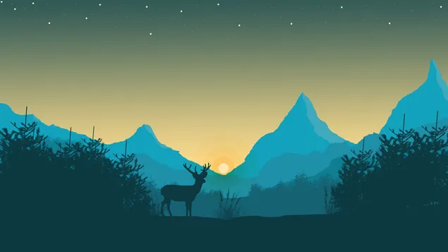 Sunrise Deer Silhouette