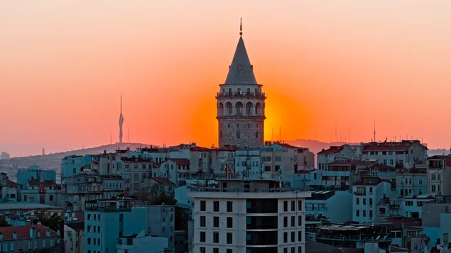 Sunset and galata tower download