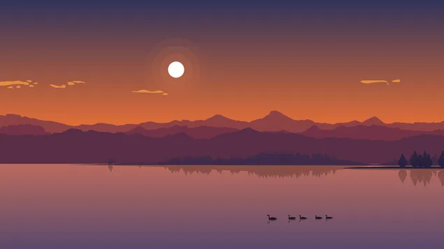 Sunset Lake Minimalistisch