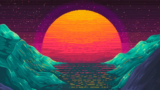 Sunset Pixel Art 4K wallpaper