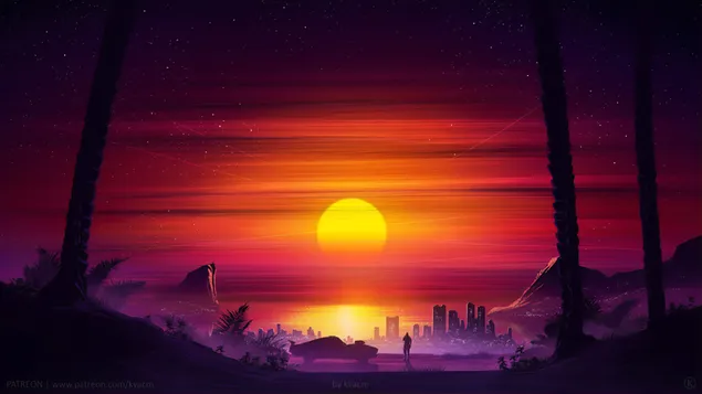Sunset Scenery Horizon 4K wallpaper