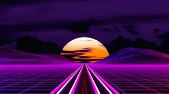 Tapeta Synthwave při západu slunce 4K