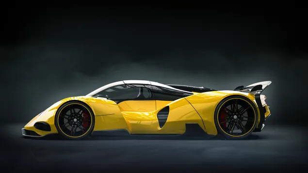 Diseño de concepto de super coche en color amarillo 4K fondo de pantalla