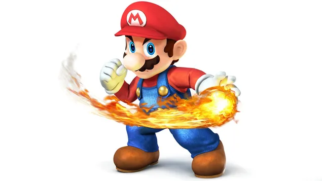Held der Videospielserie Super Mario mit Feuer in der Hand herunterladen