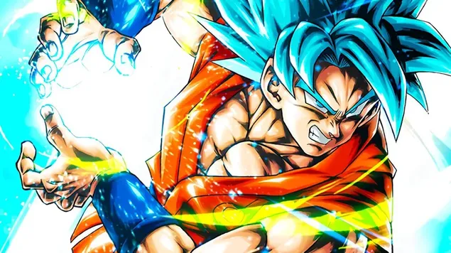 Super Saiyan Blue Goku מ-Dragon Ball Super - Resurrection F Saga [Dragon Ball Legends Art] HD טפט