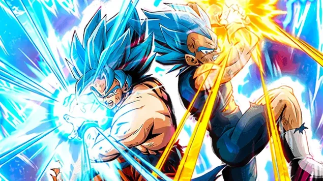 super saiyan blue goku & vegeta m-dragon ball super: super broly [dragon ball z dokkan battle art] hvrd