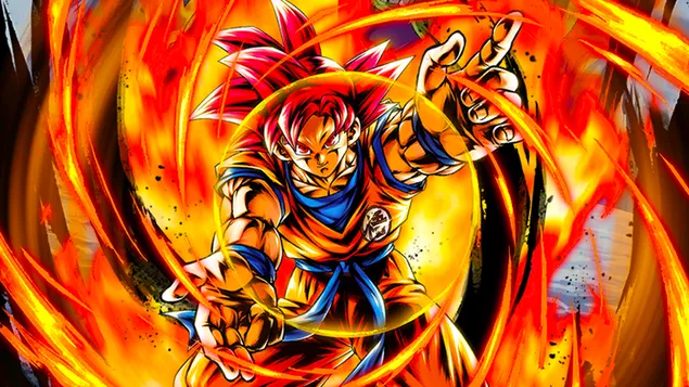 Super Saiyan God Goku fra Dragon Ball Super [Dragon Ball Legends Arts] til desktop download
