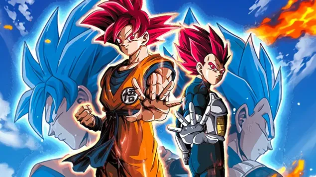 super saiyan god goku & vegeta m-dragon ball super: super broly [dragon ball z dokkan battle art] hvrd