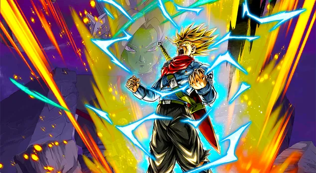 来自龙珠超级 [龙珠传奇艺术] 桌面的超级赛亚人愤怒树干 4K 壁纸