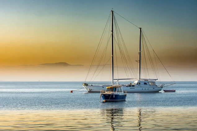 Super yacht udsigt ved solnedgang download