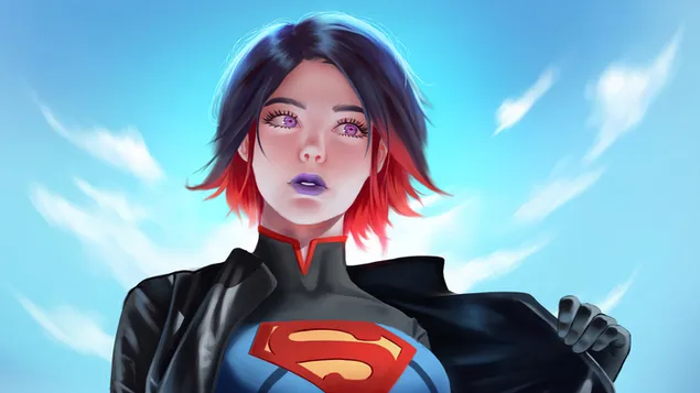 Superhéroe de Raven DC con traje de Superman