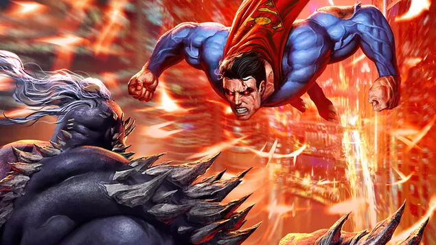 Superman Vs Doomsday Battle DC Comics 4K wallpaper download