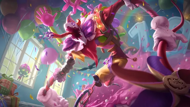 Seni Percikan Parti Kejutan 'Fiddlesticks' - League of Legends (LOL) 8K kertas dinding