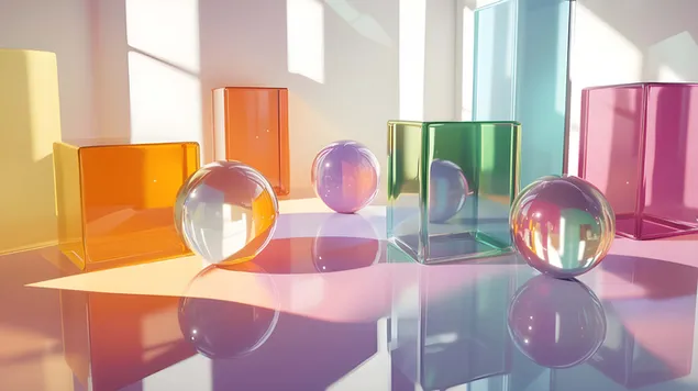 syurrealistichno abstraktno 3d podrezhdane na st''klo i kub izteglyane