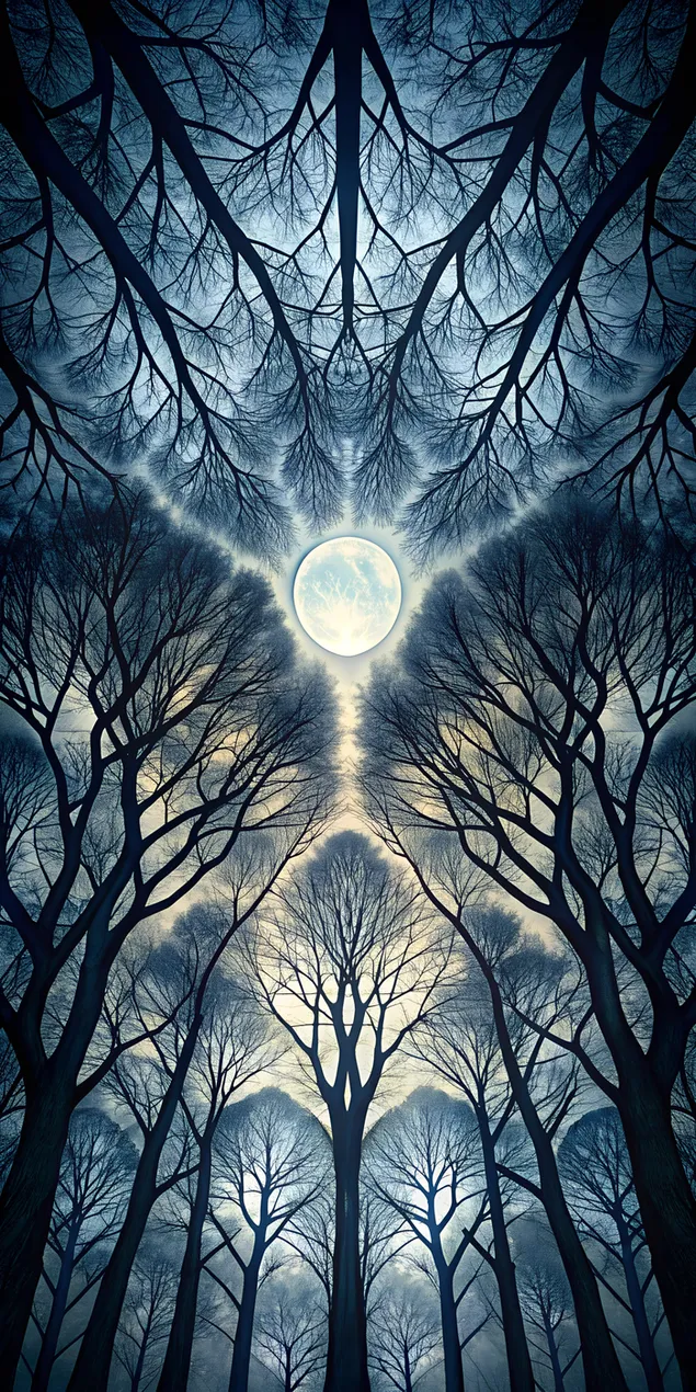 Gerçeküstü Kara Orman: Ay Işığıyla Aydınlatılan Geometrik Gölgeler 2K duvar kağıdı