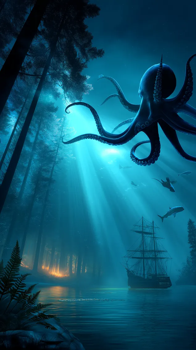 canh rung duoi nuoc sieu thuc voi bach tuoc khong lo va con tau chim tai xuong