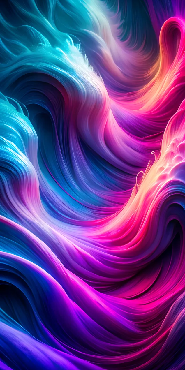 Askıda Dalgalar, Macenta, Menekşe ve Neon Mavi Sıçrama 2K duvar kağıdı