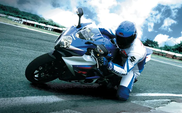 Suzuki GSX R Blue Racing HD wallpaper