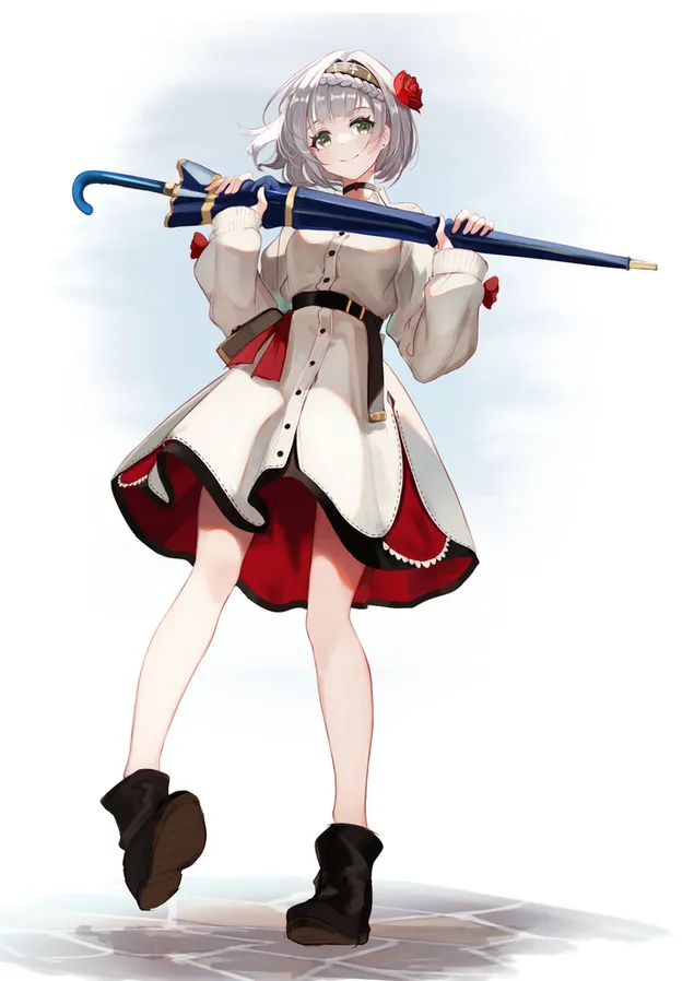 手拿雨傘的甜美動漫諾艾爾| 原神衝擊 2K 壁紙