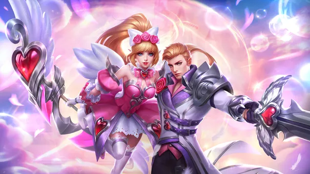 Sweet Fantasy 'Miya' met Romantic Fantasy 'Alucard' - Mobile Legends (ML) 4K muurpapier