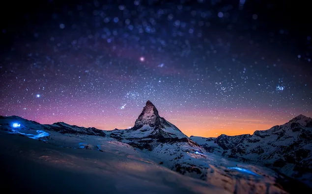 Šveicarija Materhorno kalnų dangus ir žvaigždės atsisiųsti